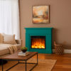 Fuego Alberto Turquesa Chimenea De Pared 1500w Con Mando a Distancia Marco y Quemador Turquesa FUEGO-ALBERTO-TURQUESA