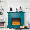 Chimenea De Pared Fuego Galia Turquesa Con Mando a Distancia Marco y Quemador 1500w Turquesa FUEGO-GALIA-TURQUESA